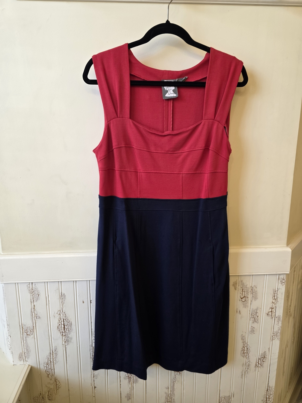 Anthropology Girls From Savoy Sleeveless Two-Tone Pink and Navy Sheath Dress